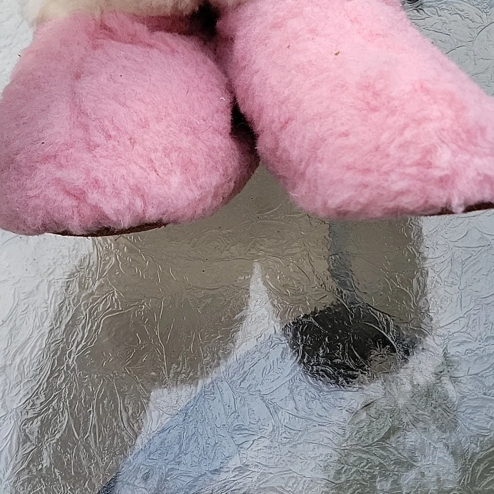 Wool Sherpa Sheepskin Eluna Sleepers Ankle Booties Pink White New